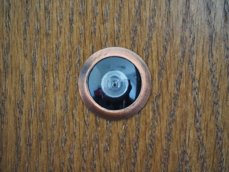 Türspion an einer Holztür zur Erhöhung der Sicherheit im Eingangsbereich